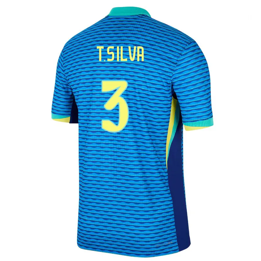 Danxen Bambino Maglia Brasile Thiago Silva #3 Blu Kit Gara Away 24-26 Maglietta
