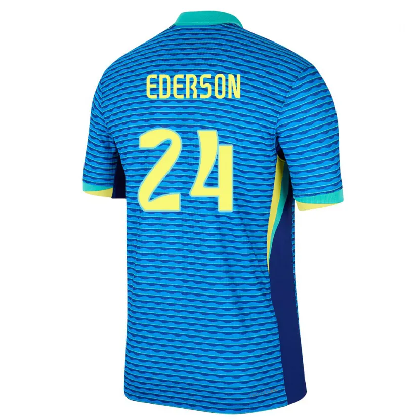 Danxen Bambino Maglia Brasile Ederson #24 Blu Kit Gara Away 24-26 Maglietta