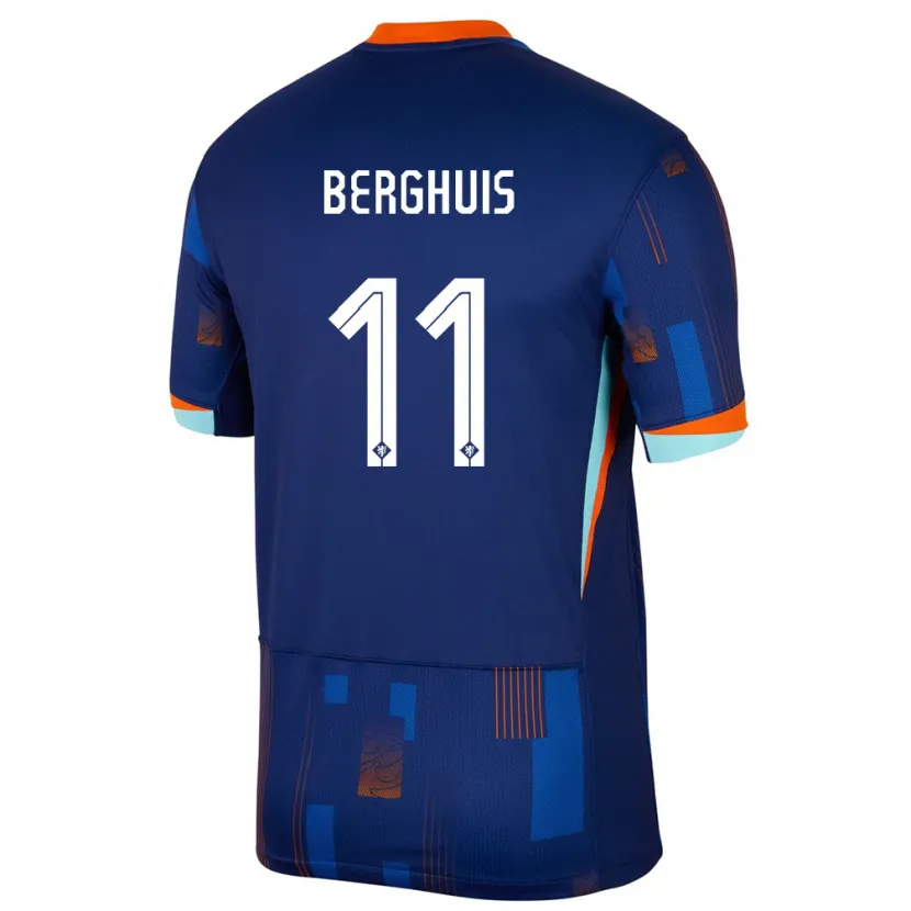 Danxen Bambino Maglia Paesi Bassi Steven Berghuis #11 Blu Kit Gara Away 24-26 Maglietta