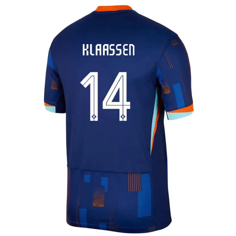 Danxen Bambino Maglia Paesi Bassi Davy Klaassen #14 Blu Kit Gara Away 24-26 Maglietta