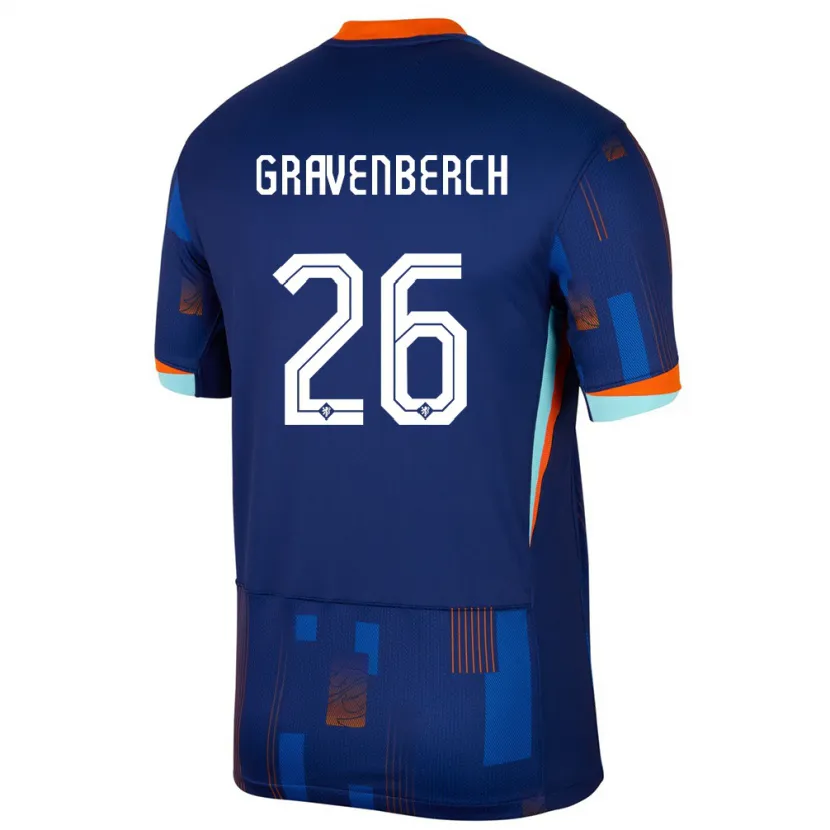 Danxen Bambino Maglia Paesi Bassi Ryan Gravenberch #26 Blu Kit Gara Away 24-26 Maglietta