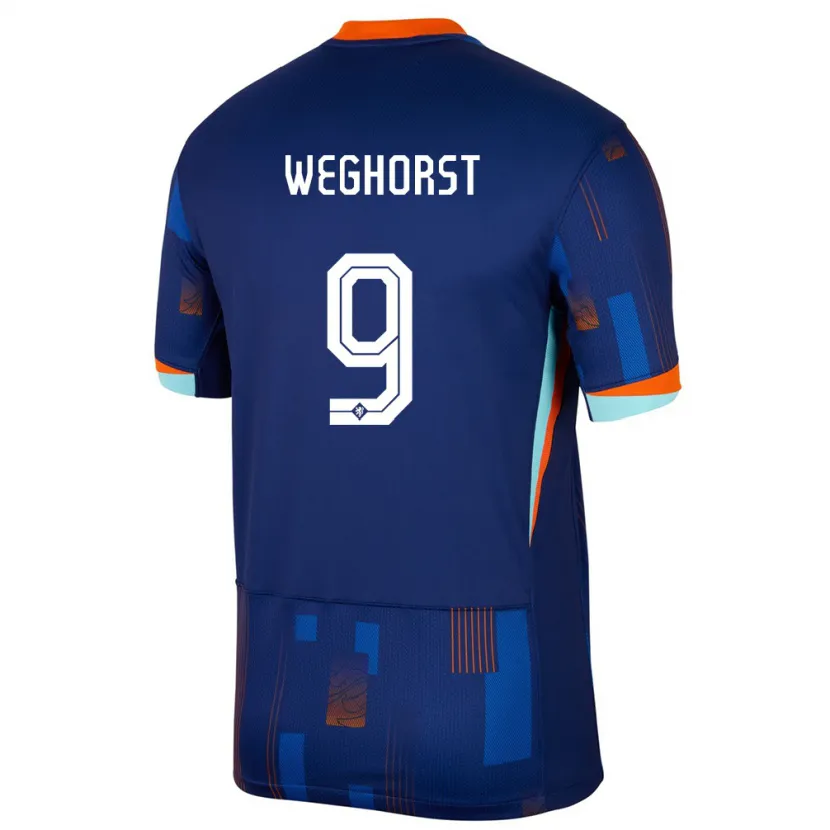 Danxen Bambino Maglia Paesi Bassi Wout Weghorst #9 Blu Kit Gara Away 24-26 Maglietta