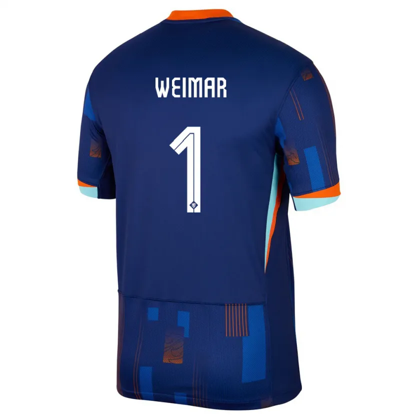 Danxen Bambino Maglia Paesi Bassi Jacintha Weimar #1 Blu Kit Gara Away 24-26 Maglietta