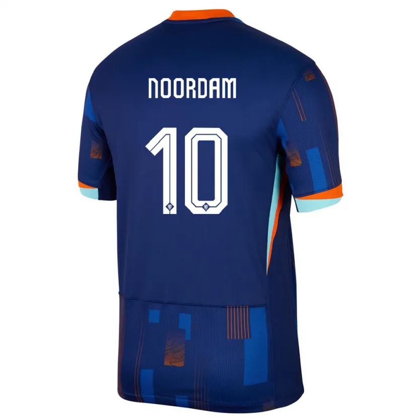 Danxen Bambino Maglia Paesi Bassi Nadine Noordam #10 Blu Kit Gara Away 24-26 Maglietta