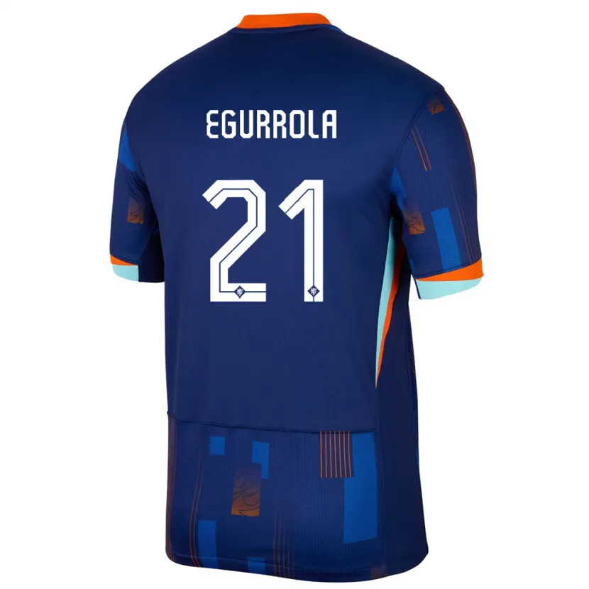 Danxen Bambino Maglia Paesi Bassi Damaris Egurrola #21 Blu Kit Gara Away 24-26 Maglietta