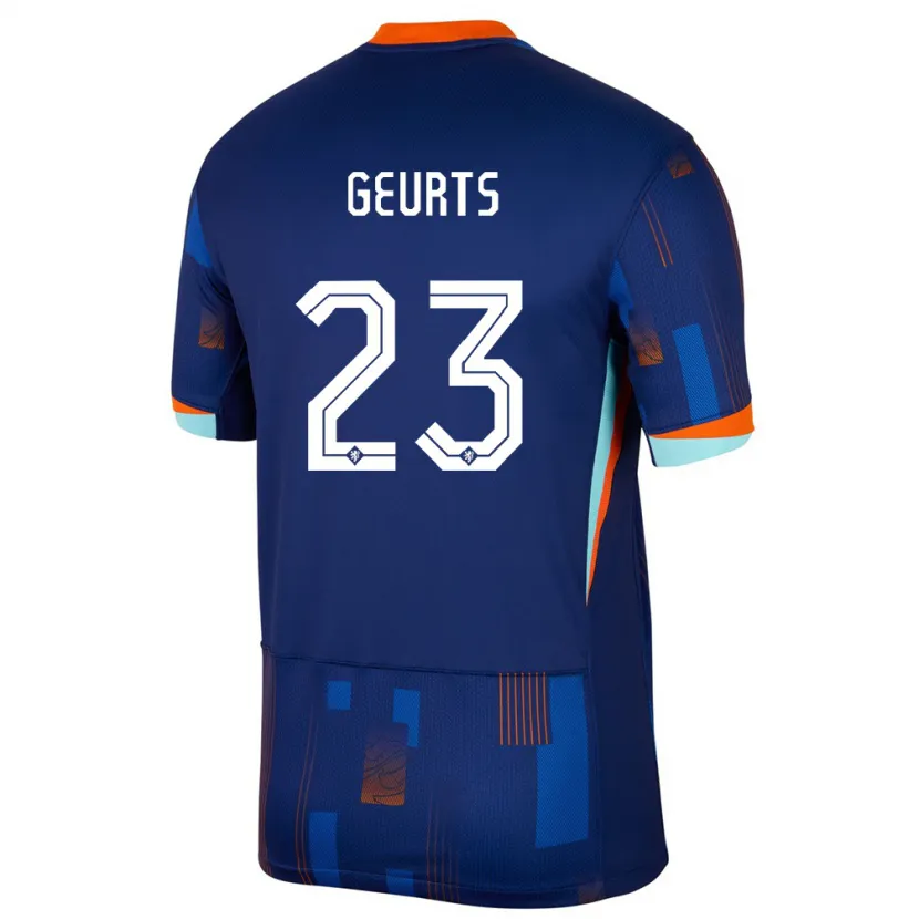 Danxen Bambino Maglia Paesi Bassi Loes Geurts #23 Blu Kit Gara Away 24-26 Maglietta