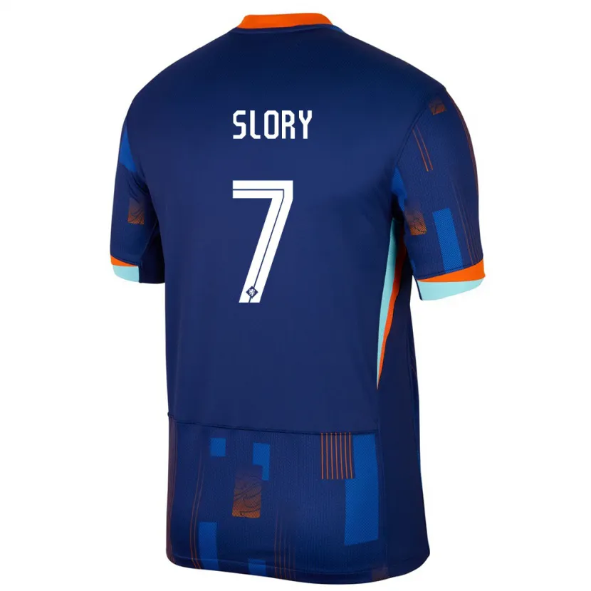 Danxen Bambino Maglia Paesi Bassi Jaden Slory #7 Blu Kit Gara Away 24-26 Maglietta