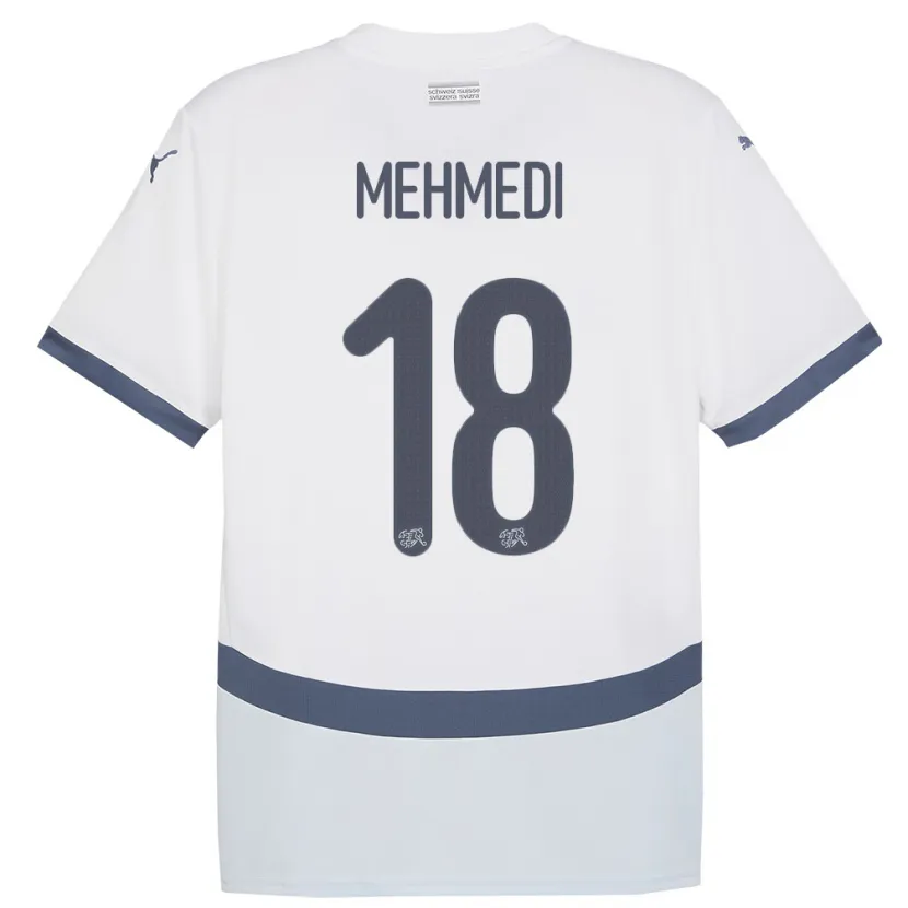 Danxen Bambino Maglia Svizzera Admir Mehmedi #18 Bianco Kit Gara Away 24-26 Maglietta