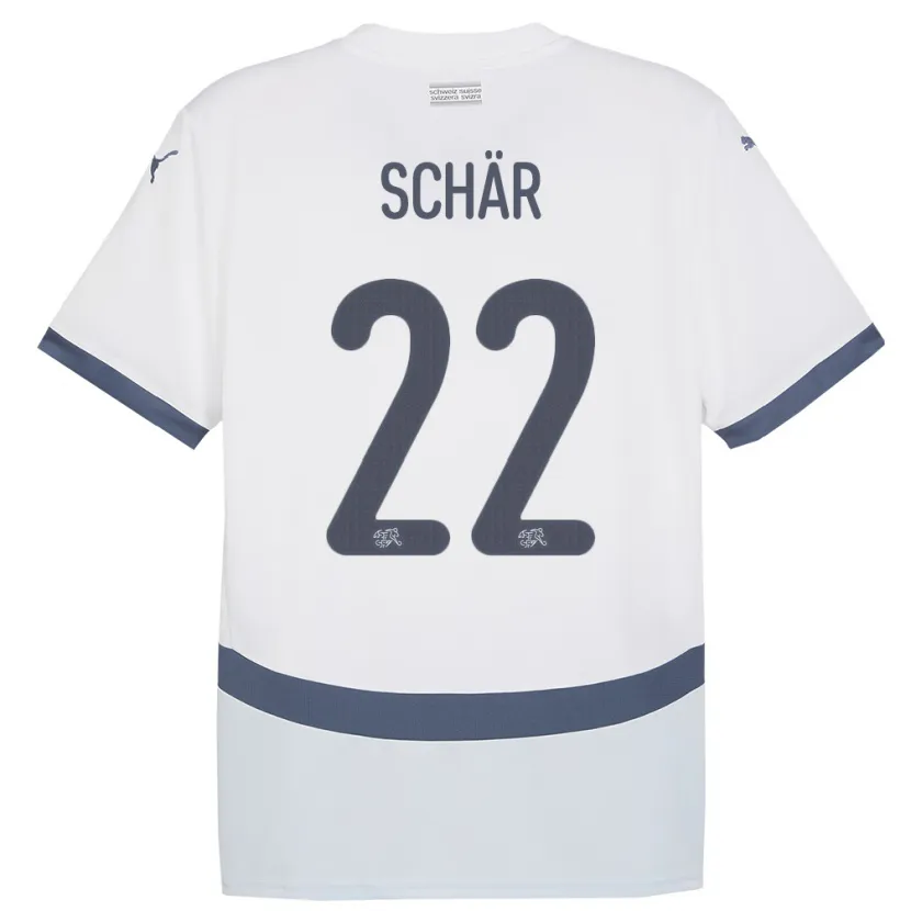 Danxen Bambino Maglia Svizzera Fabian Schar #22 Bianco Kit Gara Away 24-26 Maglietta