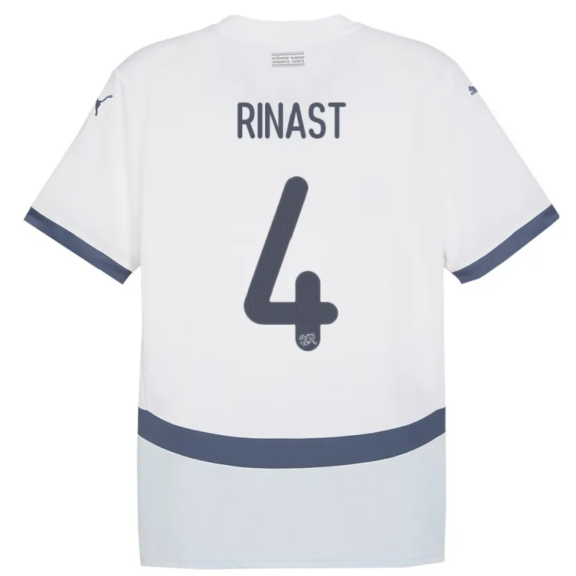 Danxen Bambino Maglia Svizzera Rachel Rinast #4 Bianco Kit Gara Away 24-26 Maglietta