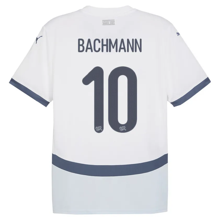 Danxen Bambino Maglia Svizzera Ramona Bachmann #10 Bianco Kit Gara Away 24-26 Maglietta