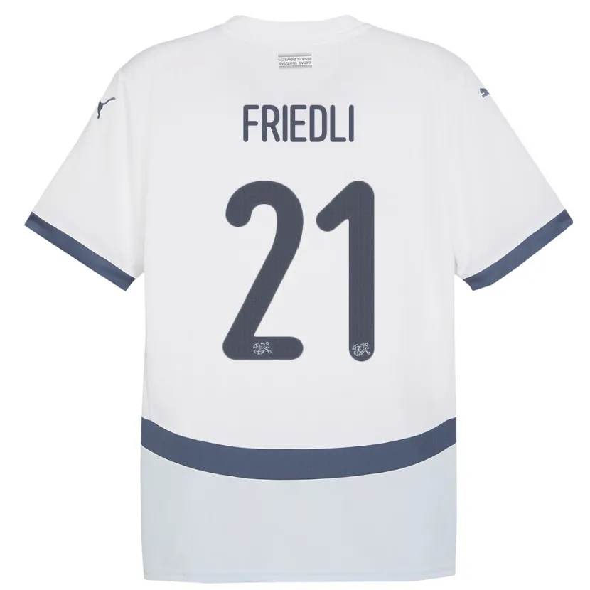 Danxen Bambino Maglia Svizzera Seraina Friedli #21 Bianco Kit Gara Away 24-26 Maglietta