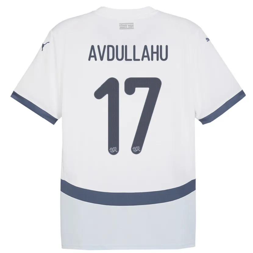 Danxen Bambino Maglia Svizzera Leon Avdullahu #17 Bianco Kit Gara Away 24-26 Maglietta