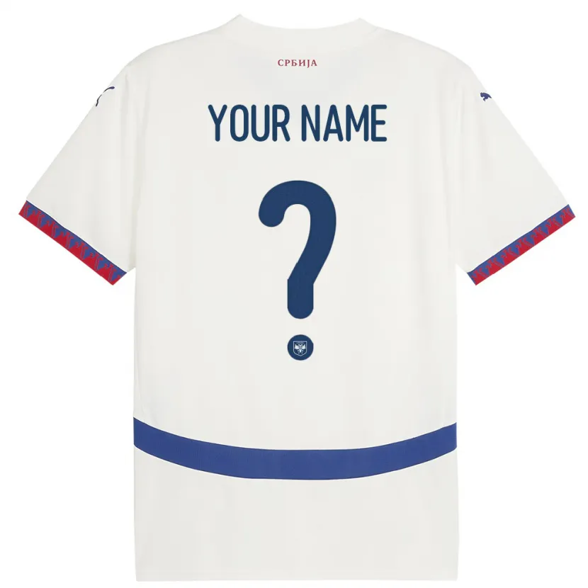Danxen Bambino Maglia Serbia Il Tuo Nome #0 Bianco Kit Gara Away 24-26 Maglietta
