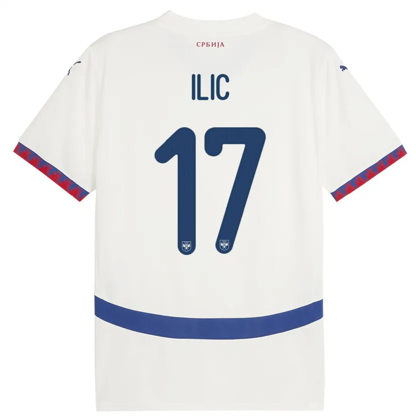 Danxen Bambino Maglia Serbia Ivan Ilic #17 Bianco Kit Gara Away 24-26 Maglietta