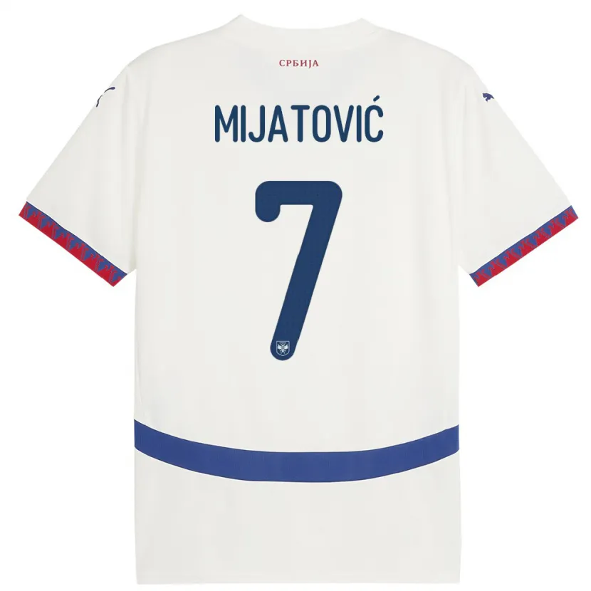 Danxen Bambino Maglia Serbia Milica Mijatovic #7 Bianco Kit Gara Away 24-26 Maglietta