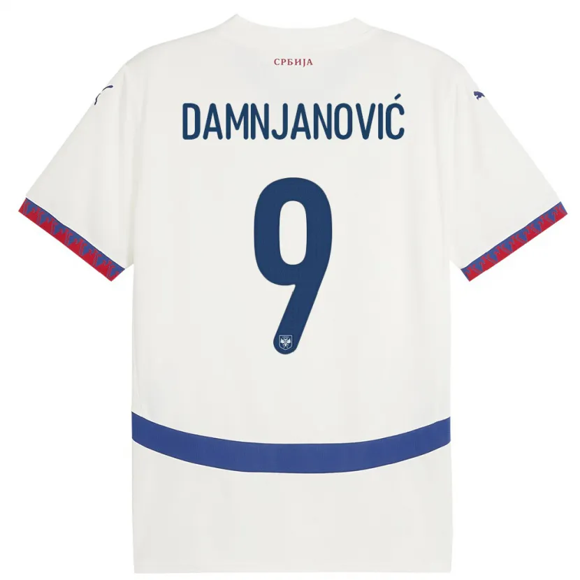 Danxen Bambino Maglia Serbia Jovana Damnjanovic #9 Bianco Kit Gara Away 24-26 Maglietta