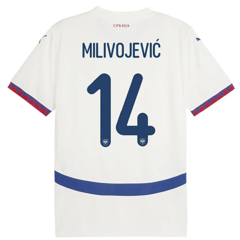 Danxen Bambino Maglia Serbia Vesna Milivojevic #14 Bianco Kit Gara Away 24-26 Maglietta