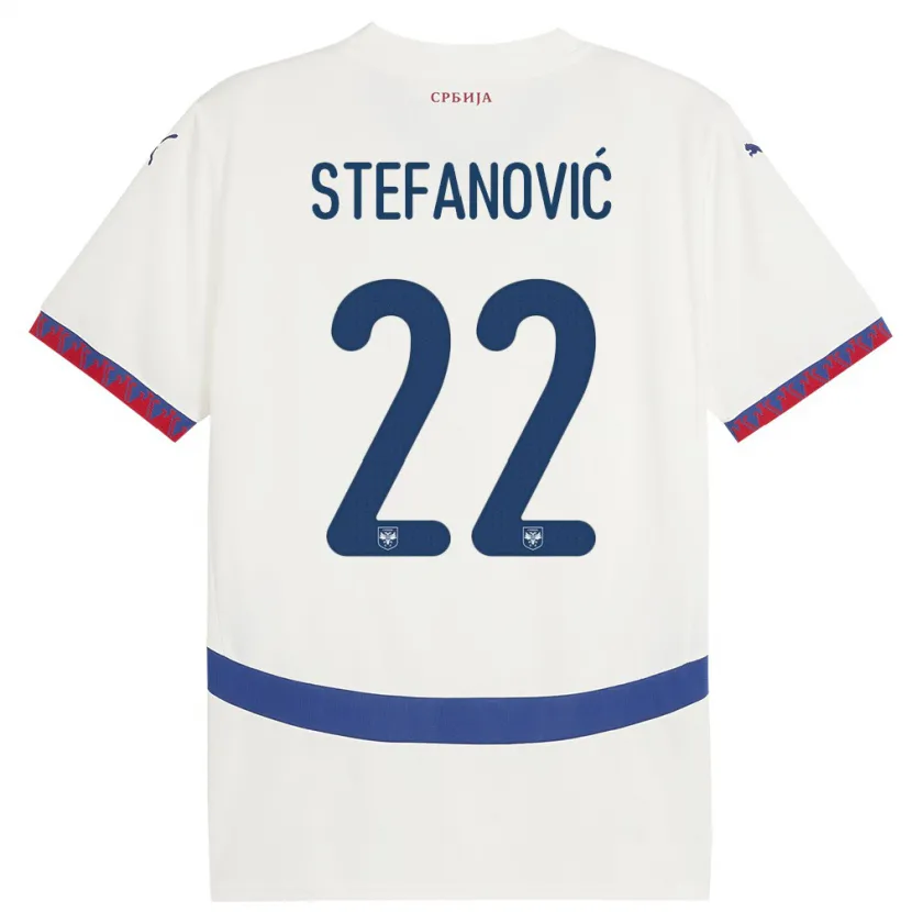Danxen Bambino Maglia Serbia Dejana Stefanovic #22 Bianco Kit Gara Away 24-26 Maglietta