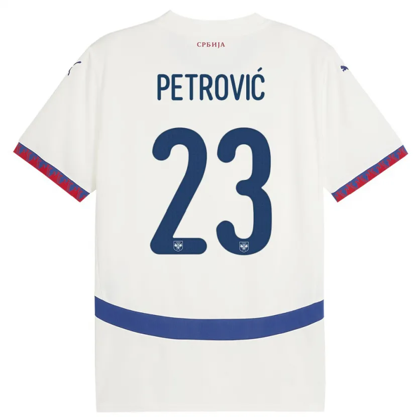 Danxen Bambino Maglia Serbia Jovana Petrovic #23 Bianco Kit Gara Away 24-26 Maglietta