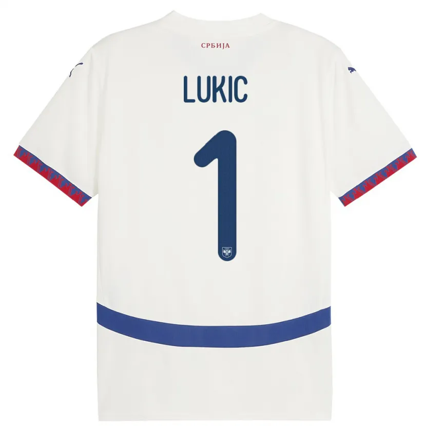 Danxen Bambino Maglia Serbia Ognjen Lukic #1 Bianco Kit Gara Away 24-26 Maglietta