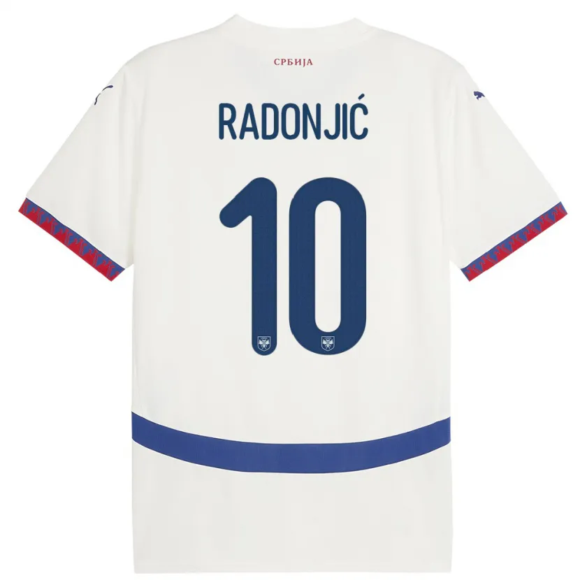 Danxen Bambino Maglia Serbia Mateja Radonjic #10 Bianco Kit Gara Away 24-26 Maglietta