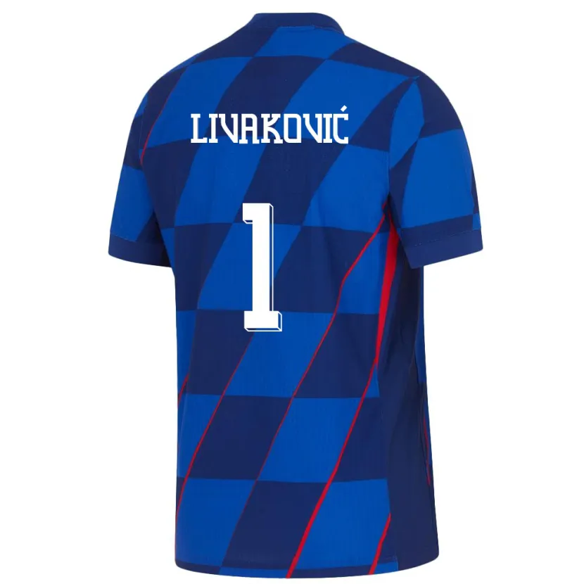Danxen Bambino Maglia Croazia Dominik Livakovic #1 Blu Kit Gara Away 24-26 Maglietta