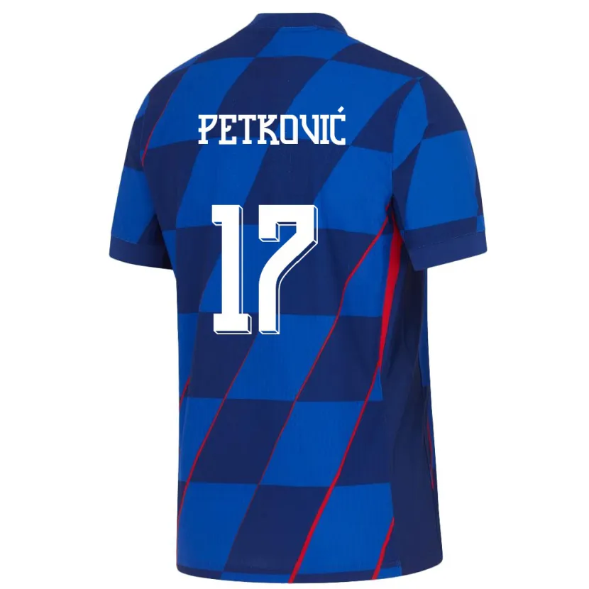 Danxen Bambino Maglia Croazia Bruno Petkovic #17 Blu Kit Gara Away 24-26 Maglietta