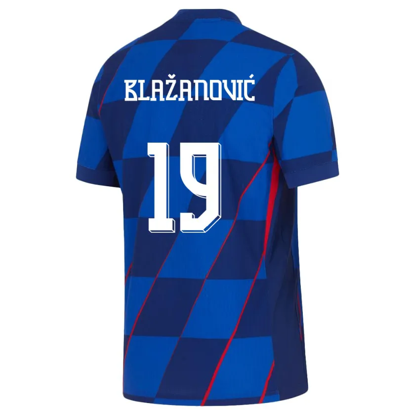 Danxen Bambino Maglia Croazia Antonio Blazanovic #19 Blu Kit Gara Away 24-26 Maglietta