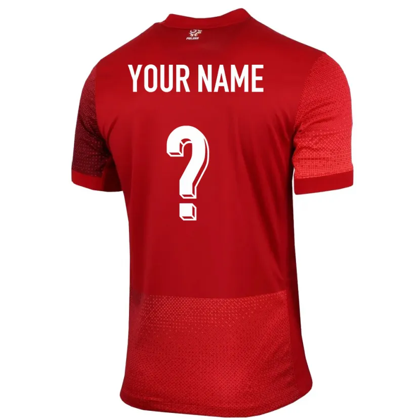 Danxen Bambino Maglia Polonia Il Tuo Nome #0 Rosso Kit Gara Away 24-26 Maglietta