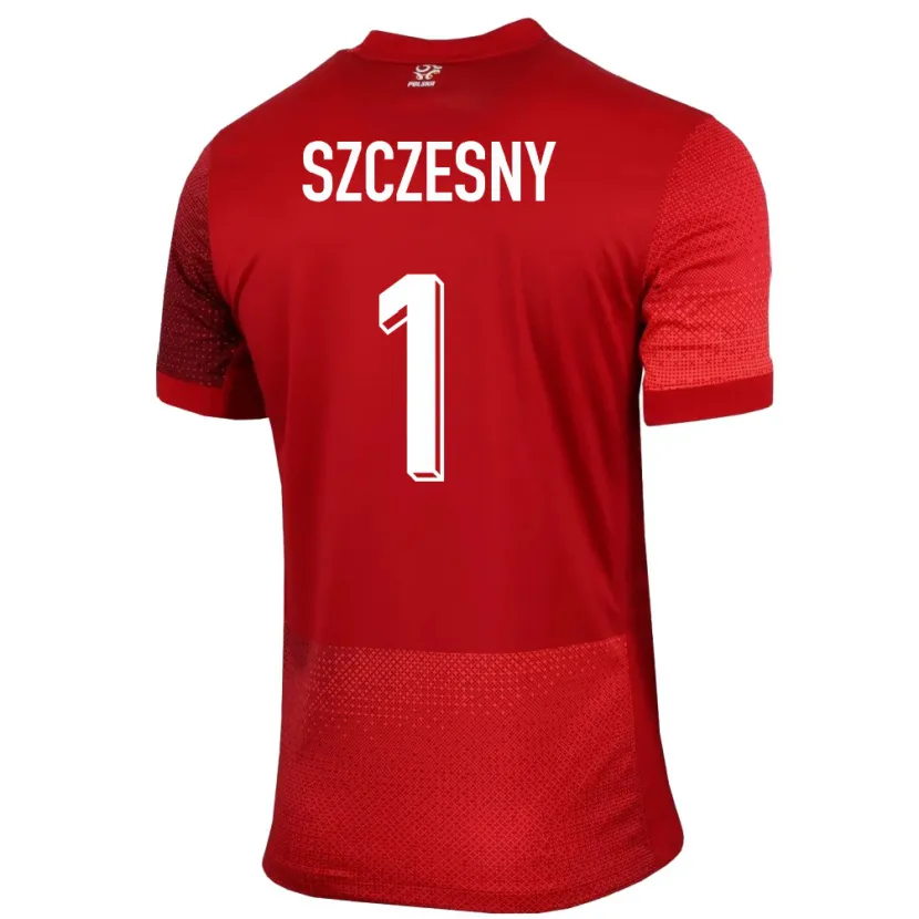 Danxen Bambino Maglia Polonia Wojciech Szczesny #1 Rosso Kit Gara Away 24-26 Maglietta