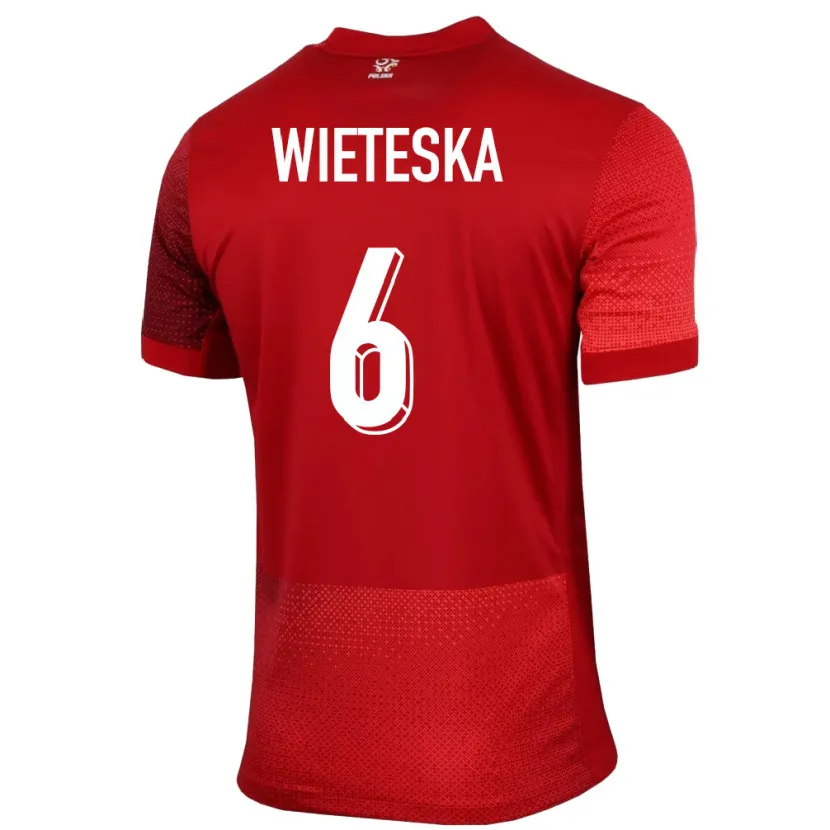 Danxen Bambino Maglia Polonia Mateusz Wieteska #6 Rosso Kit Gara Away 24-26 Maglietta