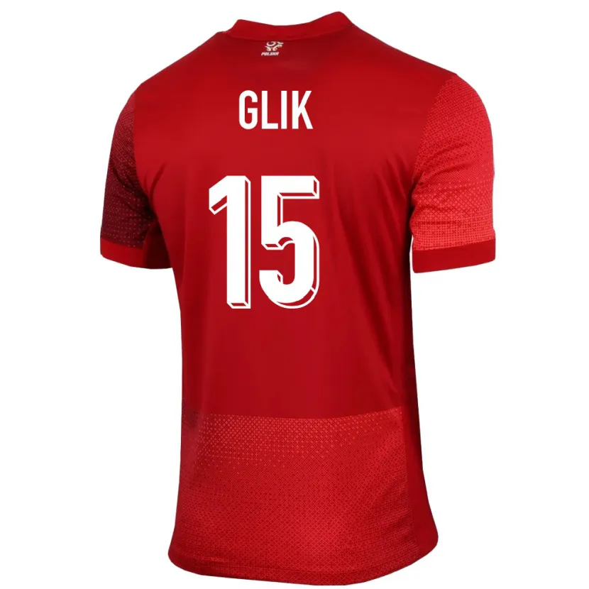 Danxen Bambino Maglia Polonia Kamil Glik #15 Rosso Kit Gara Away 24-26 Maglietta