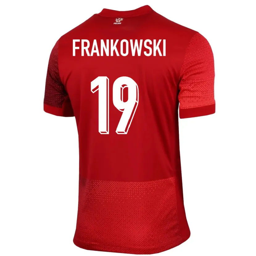Danxen Bambino Maglia Polonia Przemyslaw Frankowski #19 Rosso Kit Gara Away 24-26 Maglietta