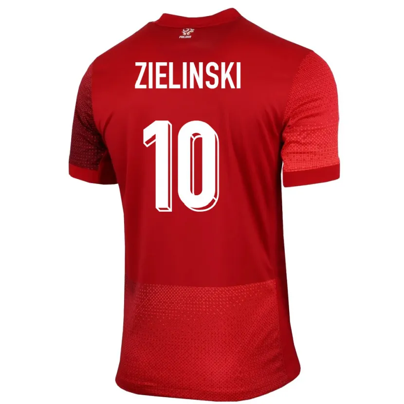 Danxen Bambino Maglia Polonia Piotr Zielinski #10 Rosso Kit Gara Away 24-26 Maglietta
