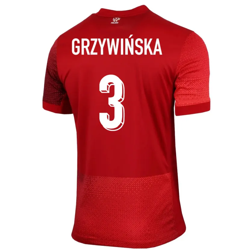 Danxen Bambino Maglia Polonia Gabriela Grzywinska #3 Rosso Kit Gara Away 24-26 Maglietta