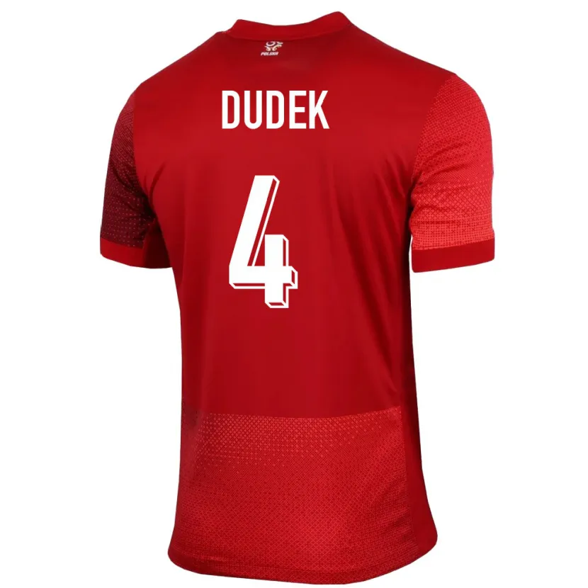 Danxen Bambino Maglia Polonia Paulina Dudek #4 Rosso Kit Gara Away 24-26 Maglietta