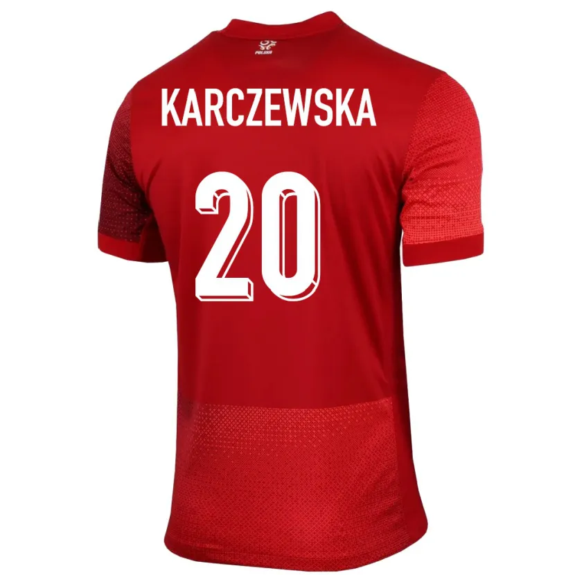 Danxen Bambino Maglia Polonia Nikola Karczewska #20 Rosso Kit Gara Away 24-26 Maglietta