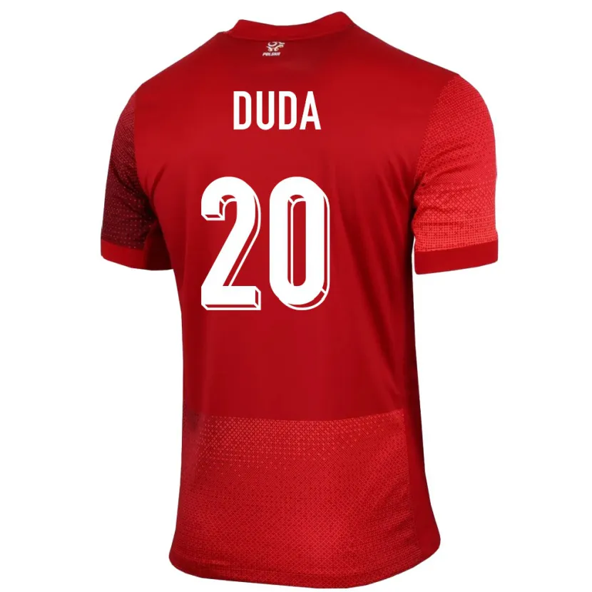 Danxen Bambino Maglia Polonia Kacper Duda #20 Rosso Kit Gara Away 24-26 Maglietta