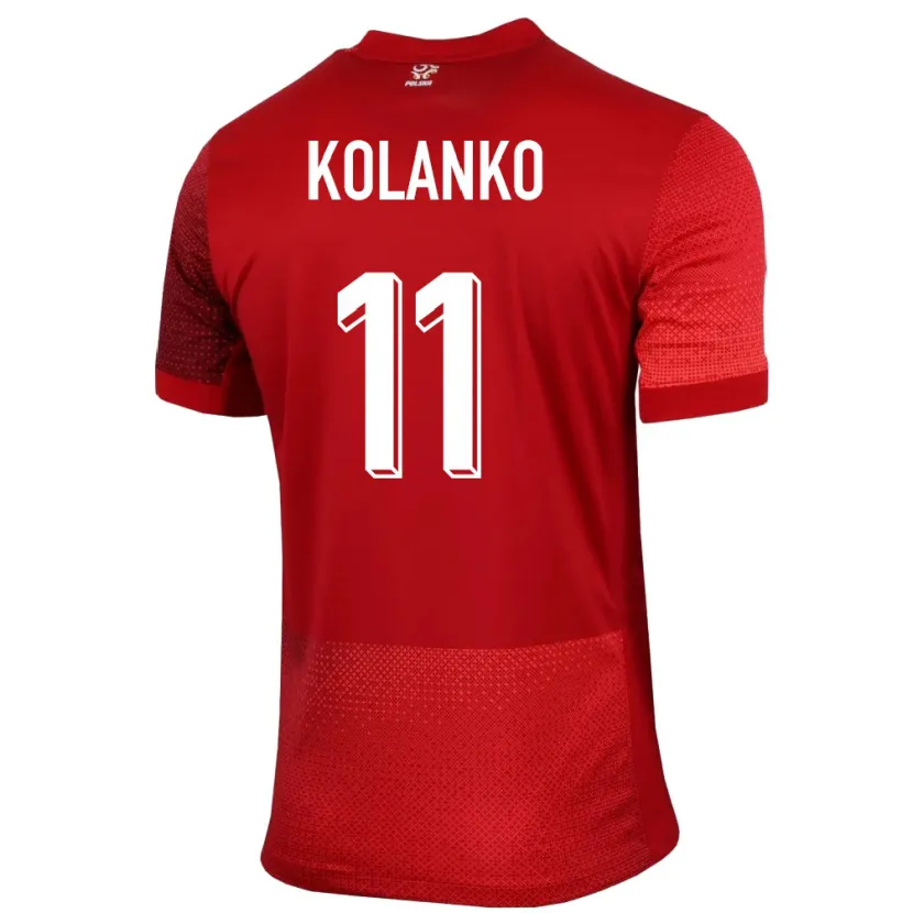 Danxen Bambino Maglia Polonia Krzysztof Kolanko #11 Rosso Kit Gara Away 24-26 Maglietta