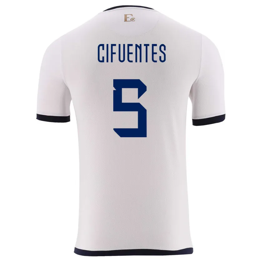 Danxen Bambino Maglia Ecuador Jose Cifuentes #5 Bianco Kit Gara Away 24-26 Maglietta