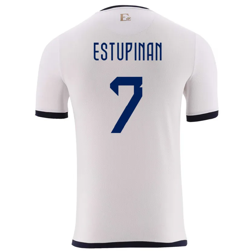 Danxen Bambino Maglia Ecuador Pervis Estupinan #7 Bianco Kit Gara Away 24-26 Maglietta