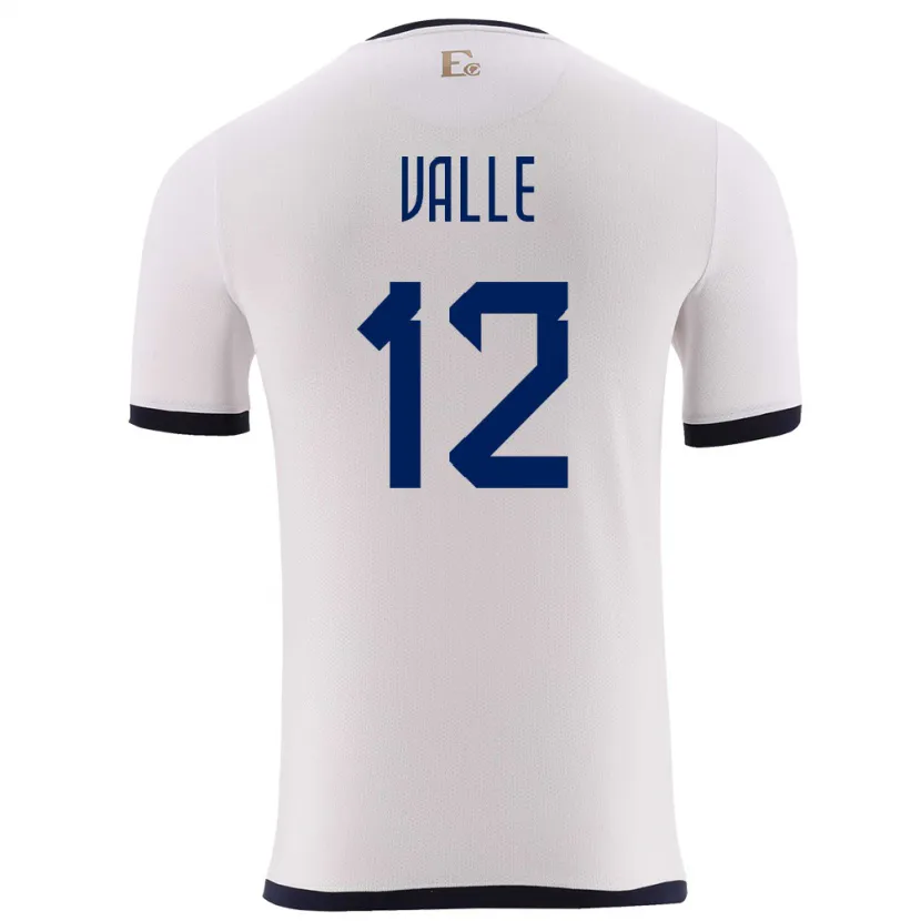 Danxen Bambino Maglia Ecuador Gonzalo Valle #12 Bianco Kit Gara Away 24-26 Maglietta