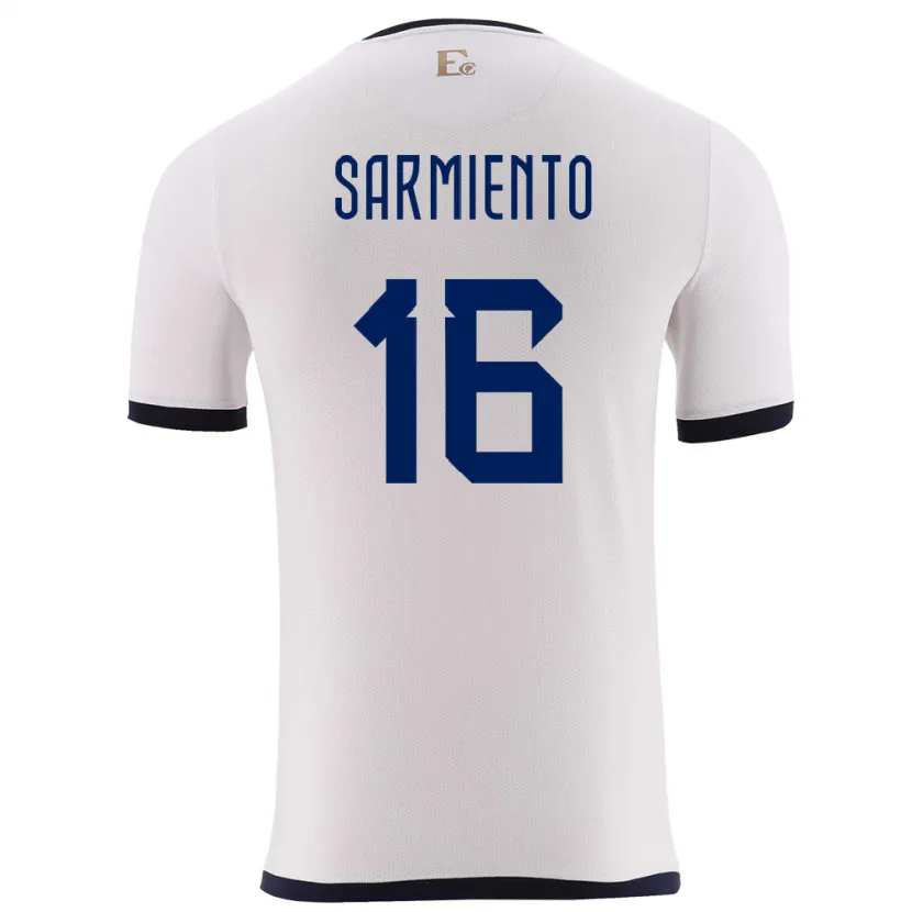 Danxen Bambino Maglia Ecuador Jeremy Sarmiento #16 Bianco Kit Gara Away 24-26 Maglietta