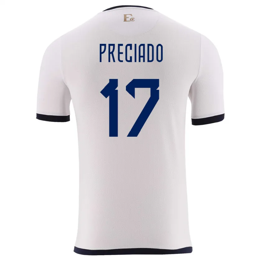 Danxen Bambino Maglia Ecuador Angelo Preciado #17 Bianco Kit Gara Away 24-26 Maglietta