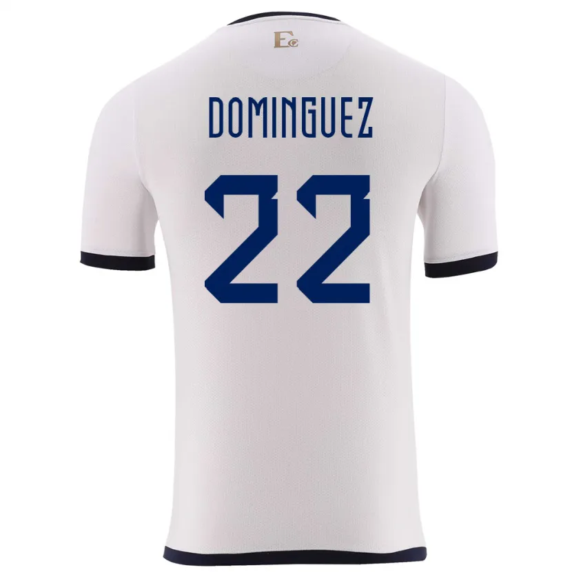 Danxen Bambino Maglia Ecuador Alexander Dominguez #22 Bianco Kit Gara Away 24-26 Maglietta