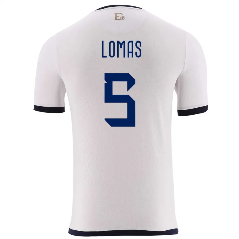Danxen Bambino Maglia Ecuador Ariana Lomas #5 Bianco Kit Gara Away 24-26 Maglietta