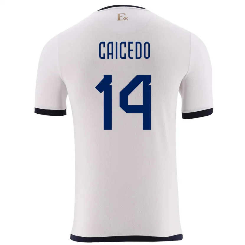 Danxen Bambino Maglia Ecuador Carina Caicedo #14 Bianco Kit Gara Away 24-26 Maglietta