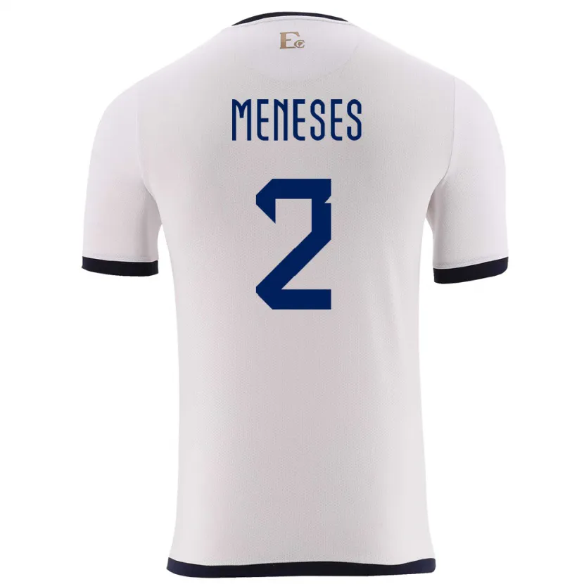 Danxen Bambino Maglia Ecuador Randy Meneses #2 Bianco Kit Gara Away 24-26 Maglietta