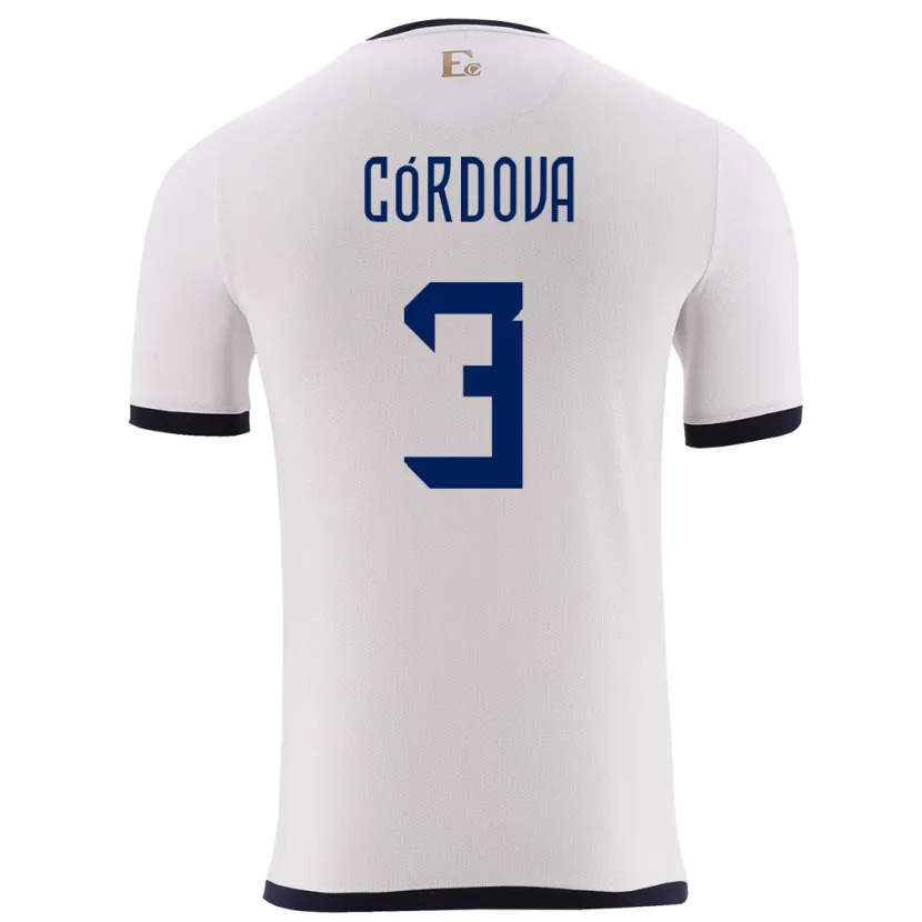 Danxen Bambino Maglia Ecuador Luis Cordova #3 Bianco Kit Gara Away 24-26 Maglietta